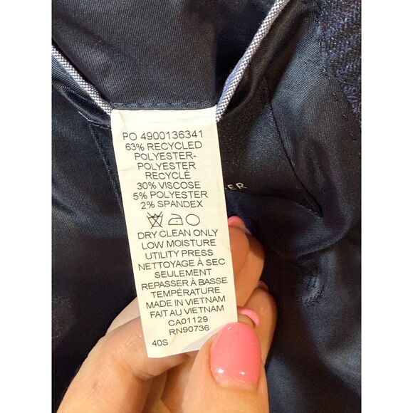 Tommy Hilfiger Conrad Men’s Size 40S Navy Pink Plaid Modern Fit Blazer NWT - Picture 5 of 8